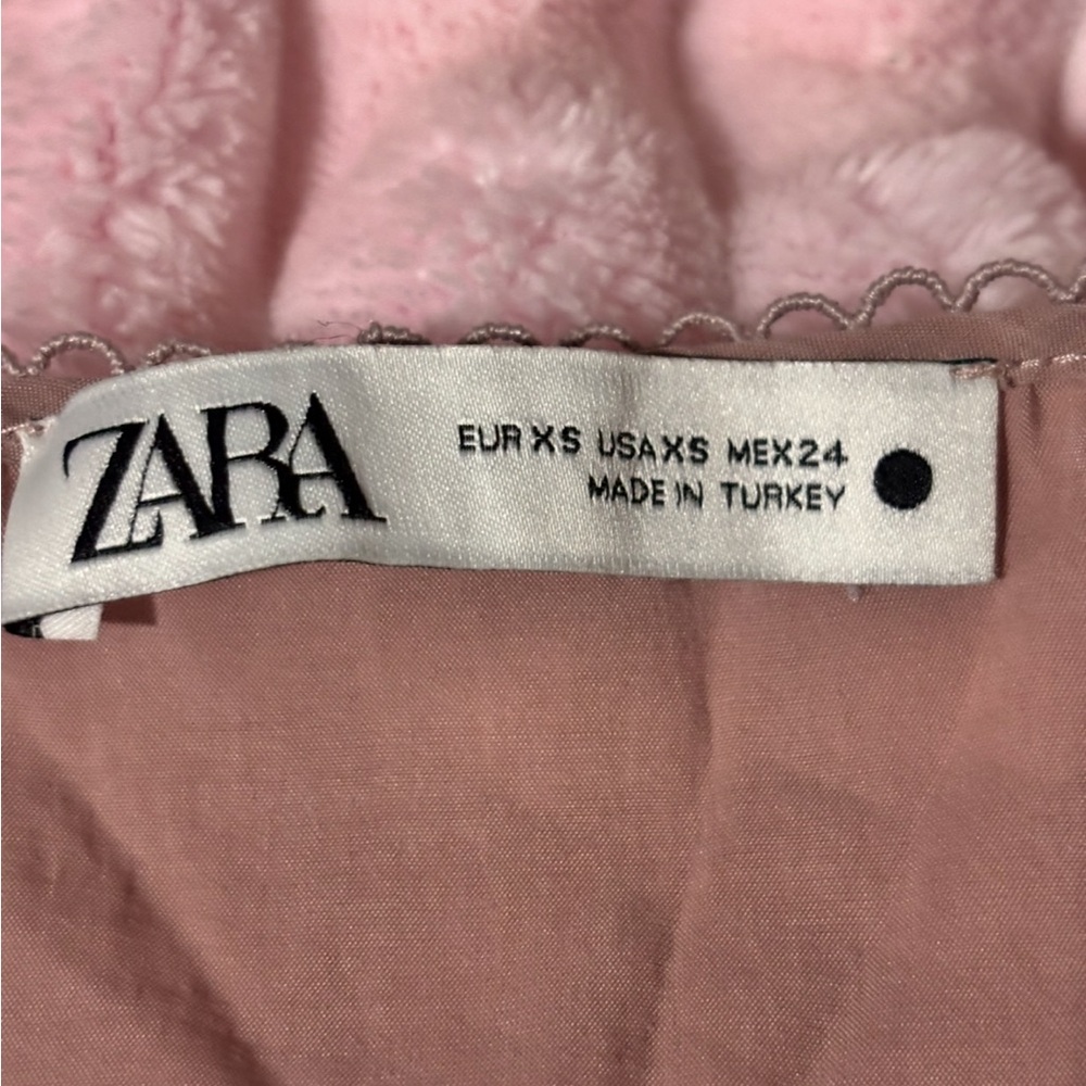 Zara Lace Trim Blouse Mauve Pink Cropped Top XS Boho Cottagecore - Picture 9 of 10
